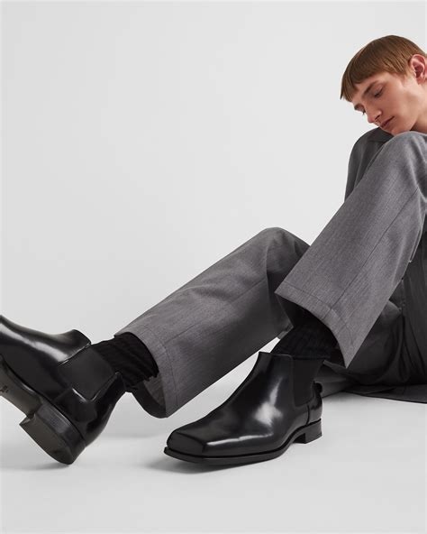 prada brushed leather|prada brushed leather chelsea boots.